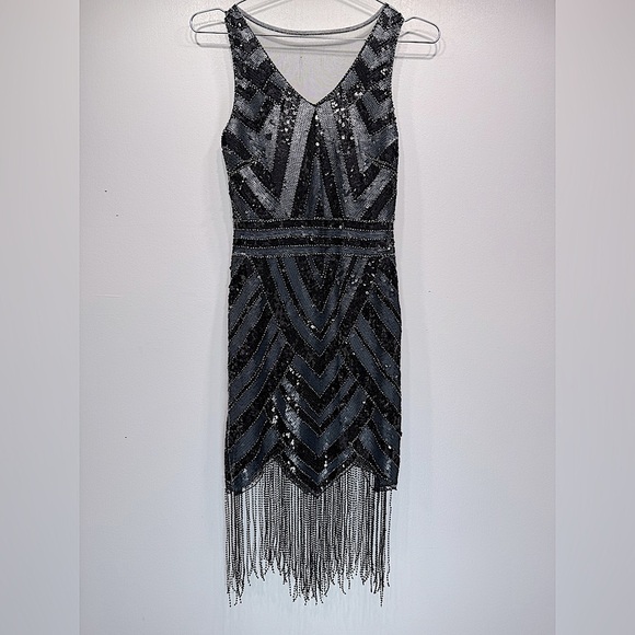 Molly Bracken Black and Silver Sequin Dress - Picture 1 of 6